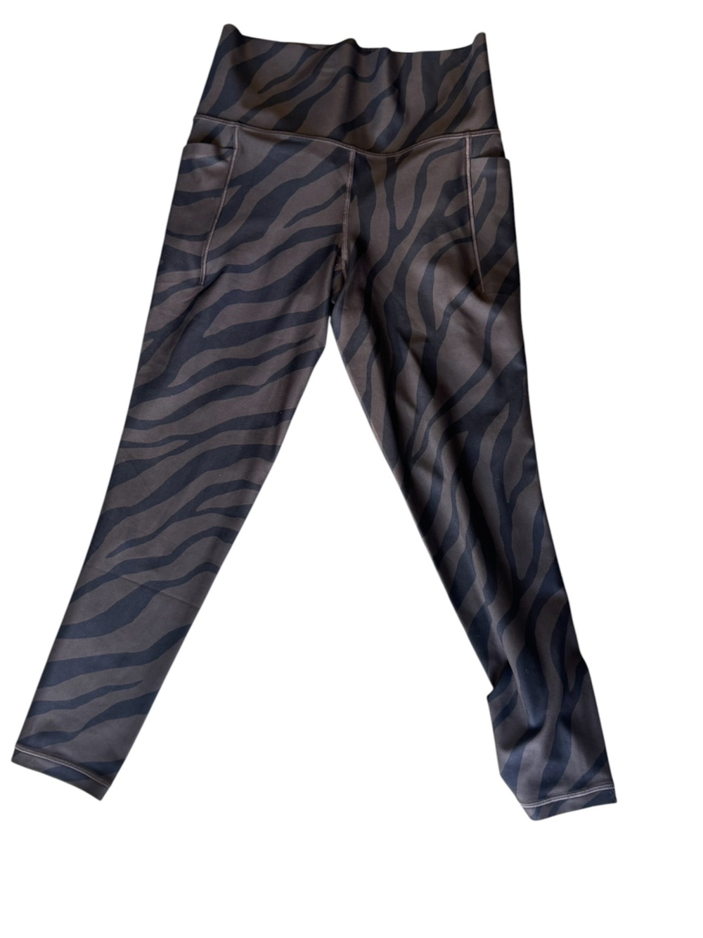 Zebra Print ATHLETA High End Leggings Black & Brown Yoga Pants Women’s S MINTY